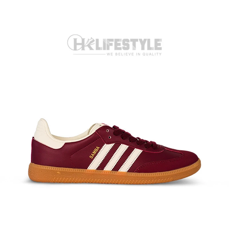 Samba OG Maroon Gold Metallic Sneakers For Men - HK Lifestyle