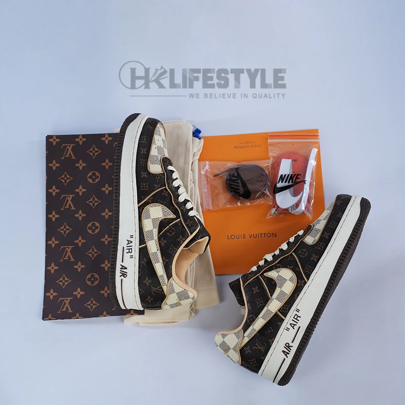 靴/バッグ Louis Vuitton Nike Air Force 1 Low Monogram Brown Damier Azur Nike Air Force 1 Low Louis Vuitton Monogram Brown Damier Azur