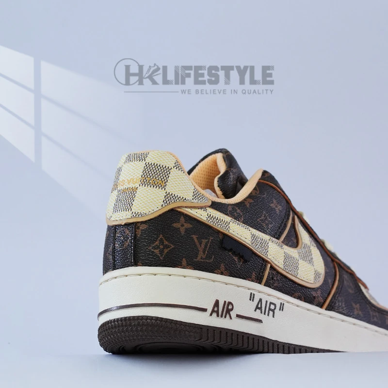 LV-AF1 Low Monogram Brown Damier Azur Shoes - HK Lifestyle