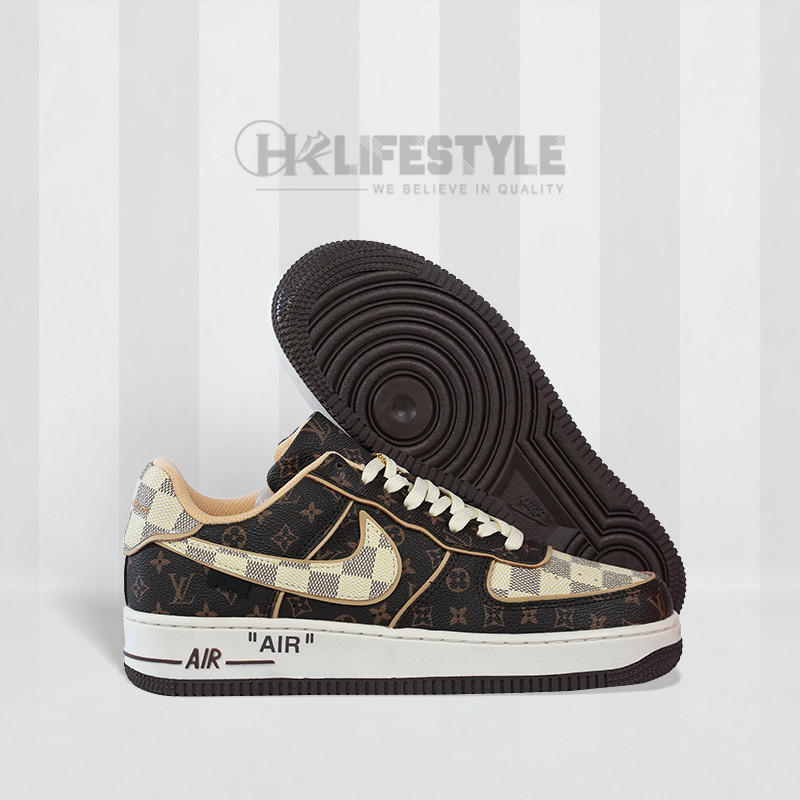 LV-AF1 Low Monogram Brown Damier Azur Shoes - HK Lifestyle